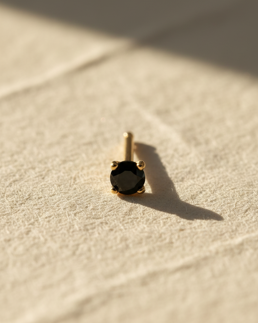 Martina Gold Earring 3mm Black Diamond