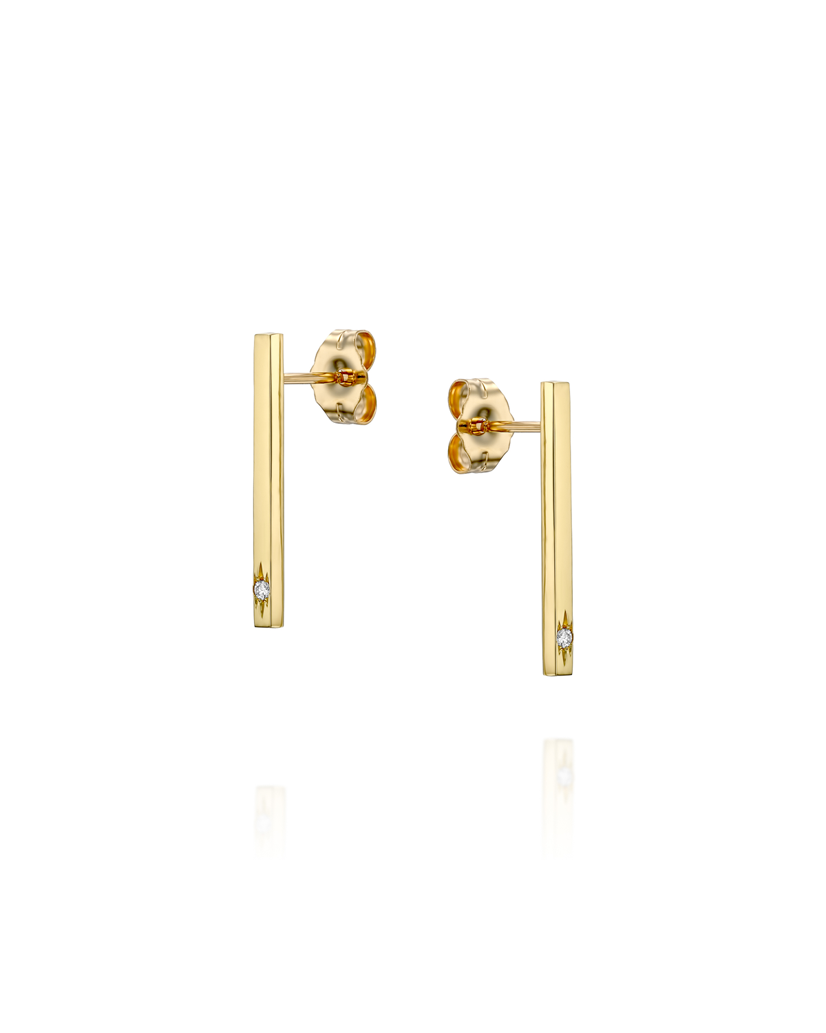 Long Bar Earring Star Setting