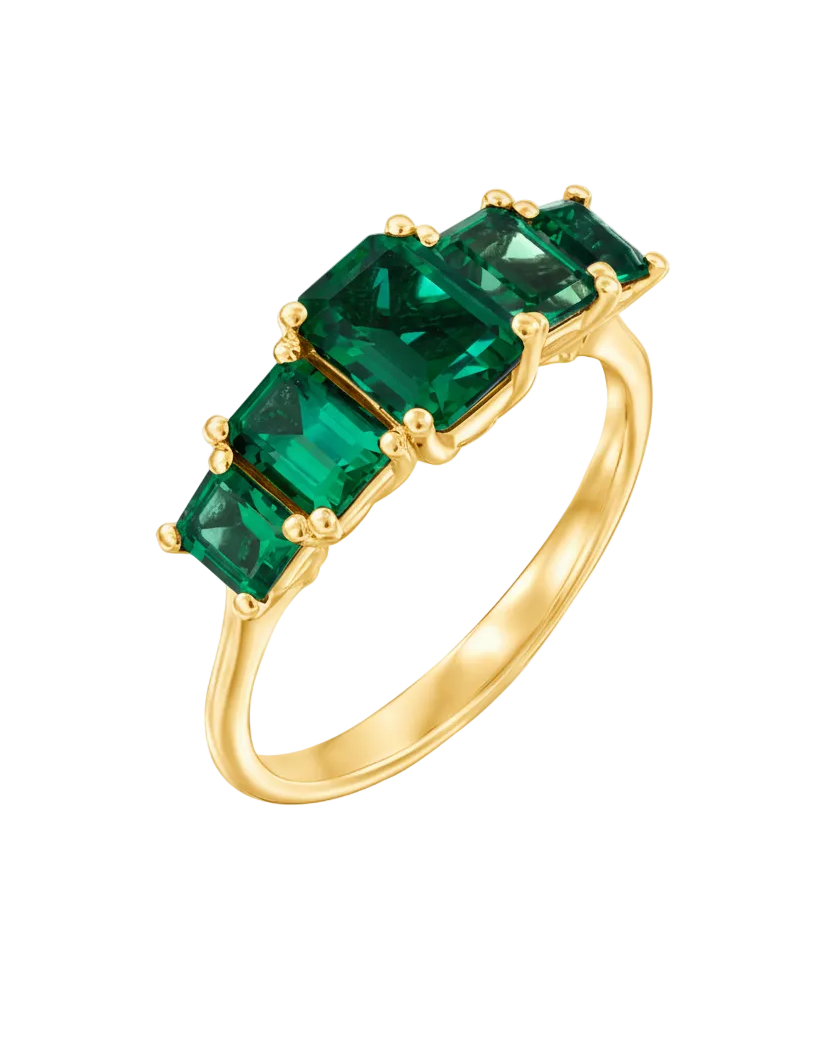 Alexandrina Gold Ring With Emeralds