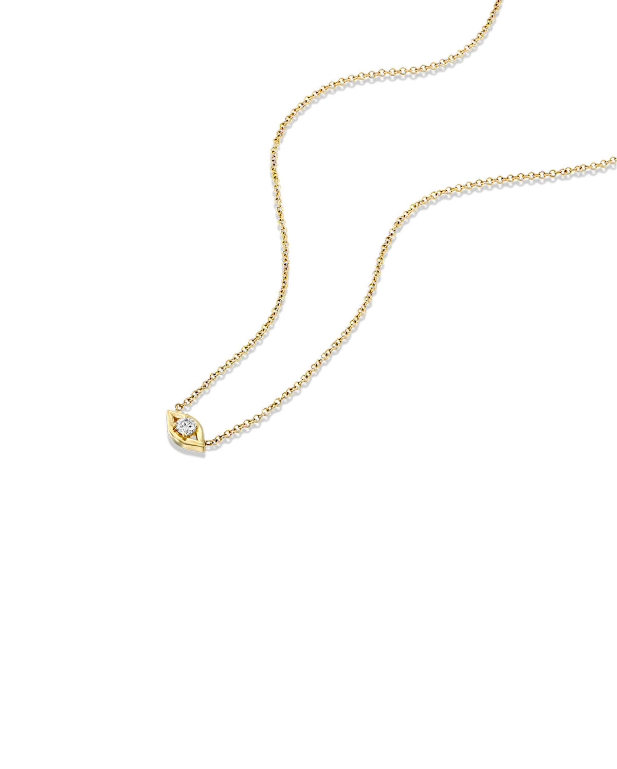 Evil Eye floating Gold Necklace white Diamond