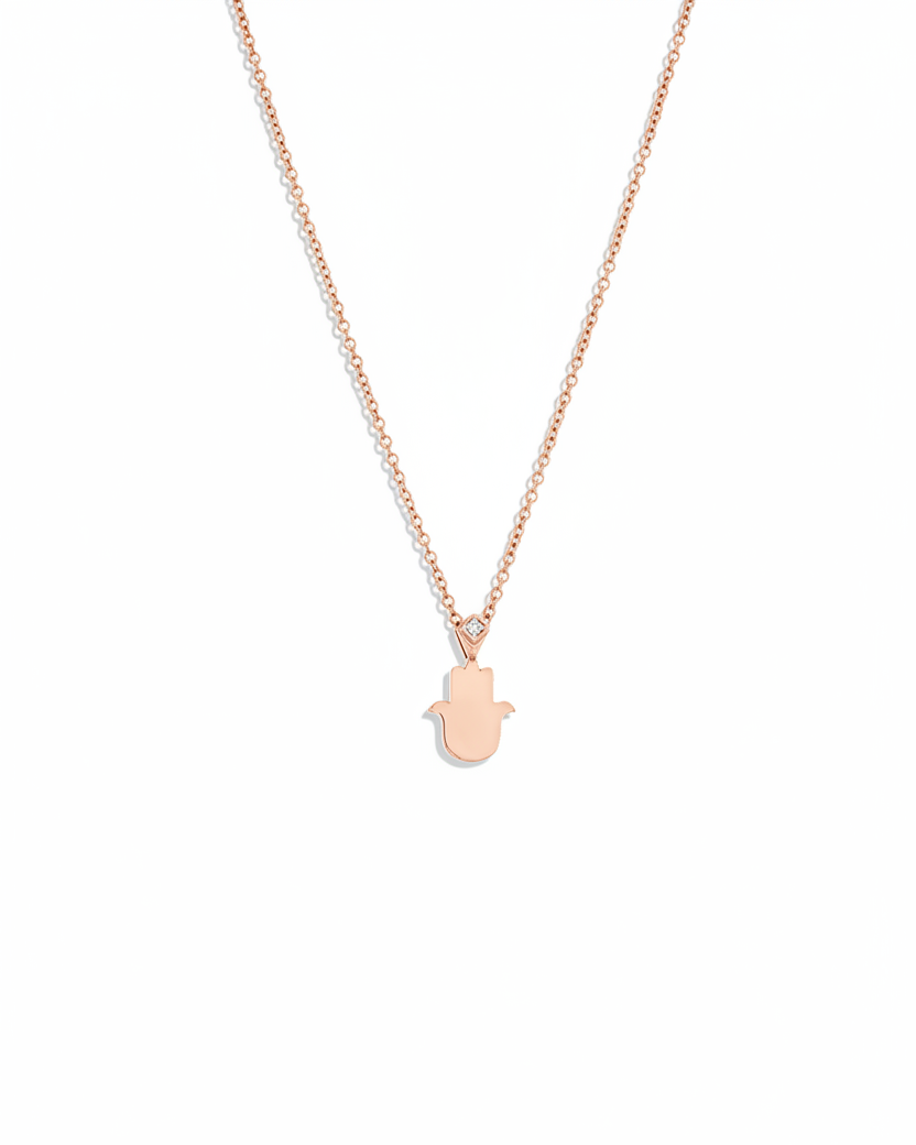 Hamsa Gold Necklace Diamond