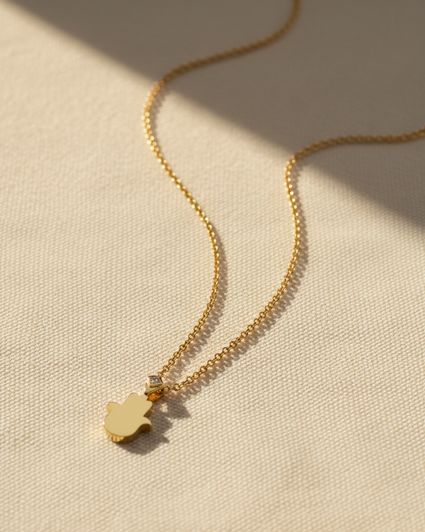 Hamsa Gold Necklace Diamond