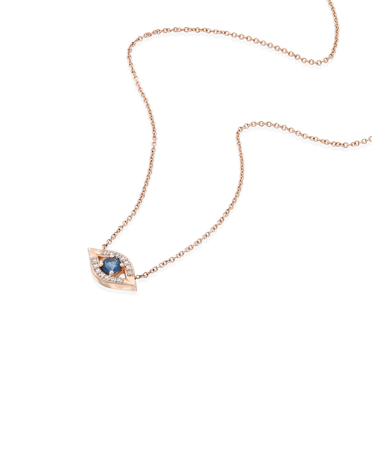 Large evil Eye Gold Necklace Sapphire