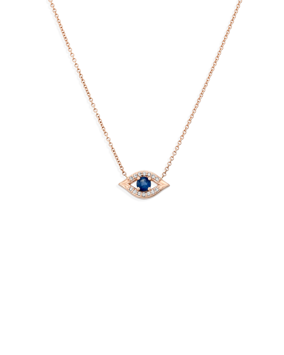 Large evil Eye Gold Necklace Sapphire
