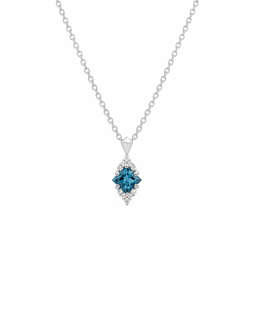Juliette Necklace With Diamonds and Blue Topaz