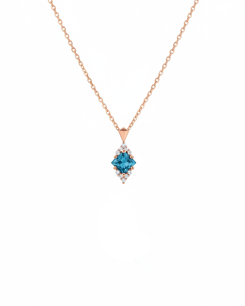 Juliette Necklace With Diamonds and Blue Topaz