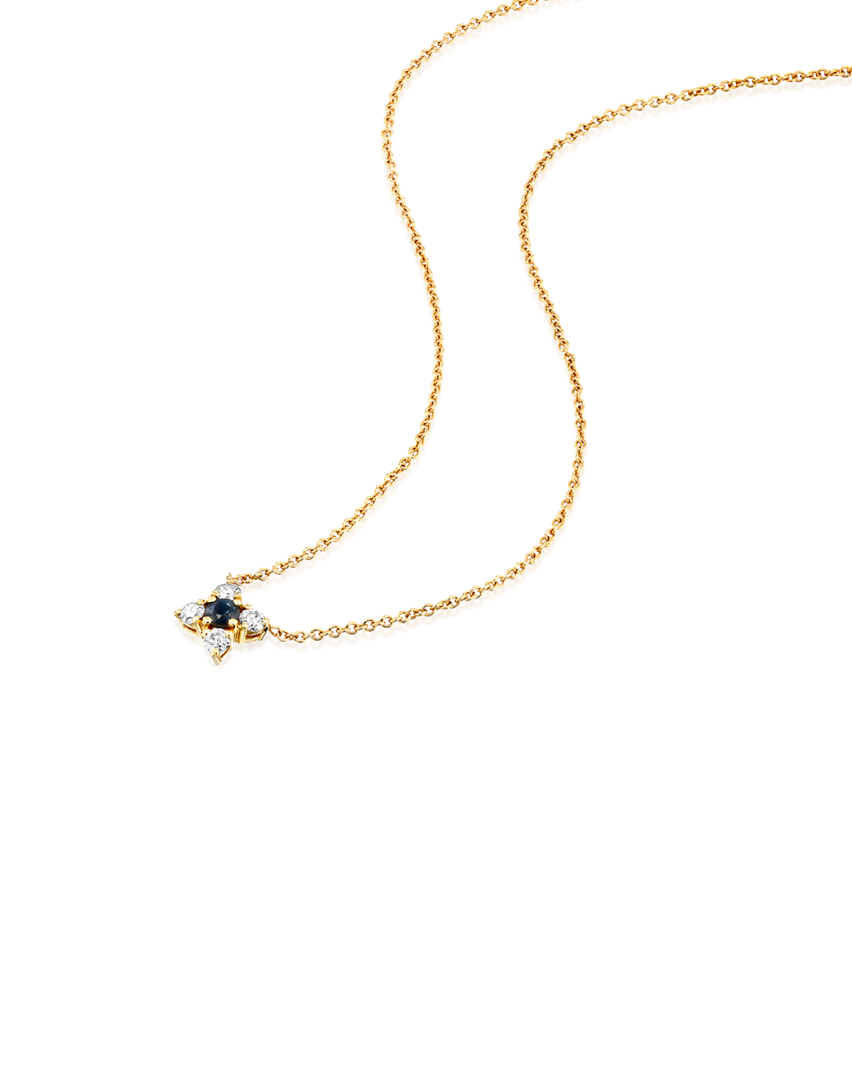 Valentina Gold Necklace White Diamonds & Sapphire