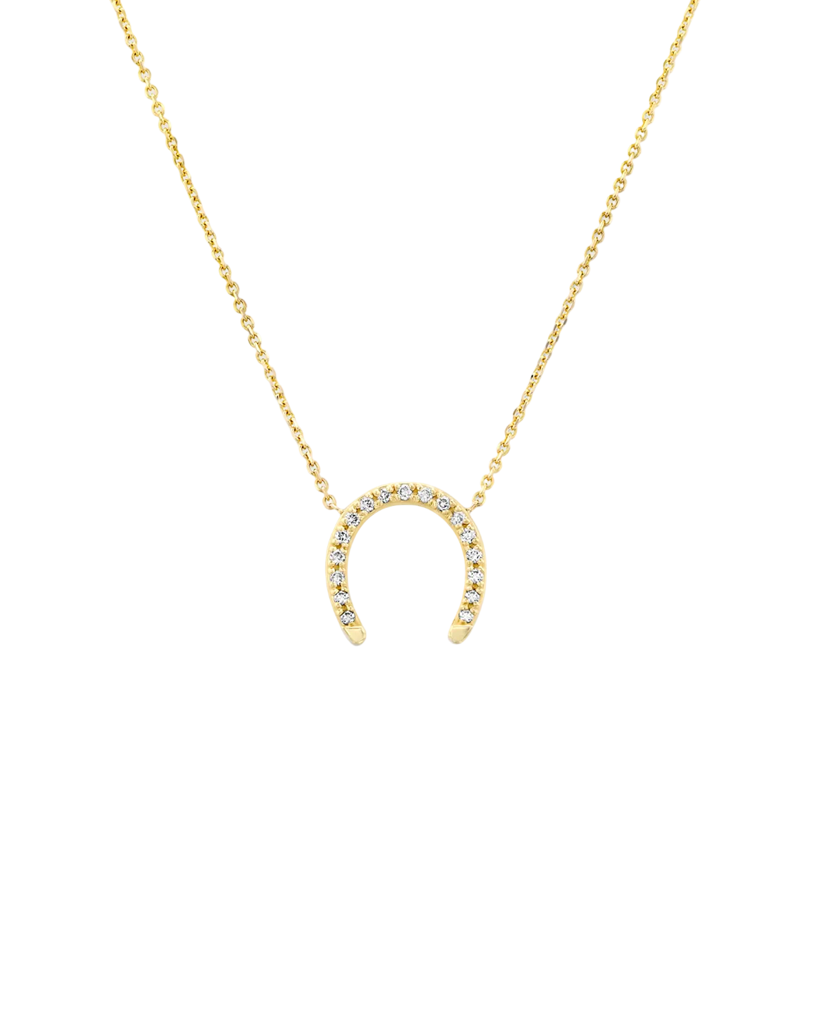 Large Horseshoe Gold Necklace White Diamond