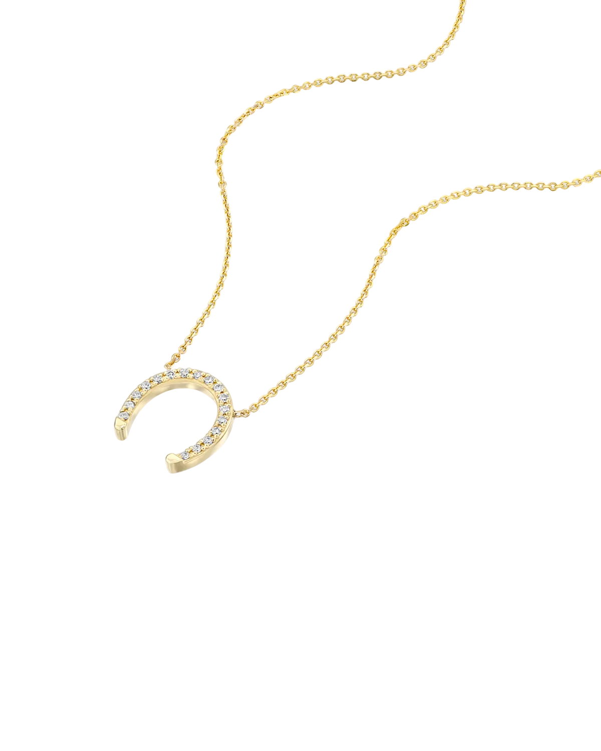 Large Horseshoe Gold Necklace White Diamond