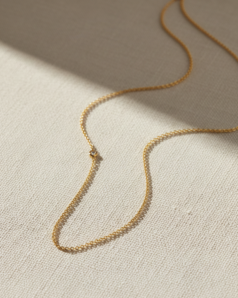 Alexis gold Necklace with White Diamond
