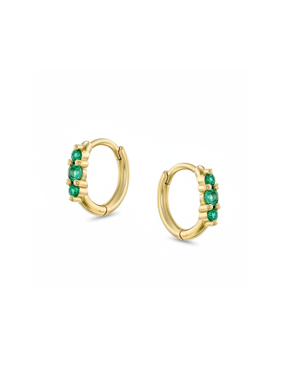 Audrey Mini Hoop With Emerald