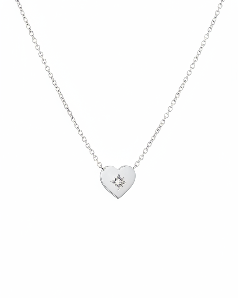 Heart Necklace White Diamond