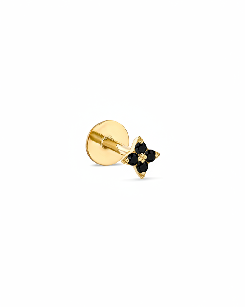 Mini Venus Piercing Gold Earring Black Diamonds