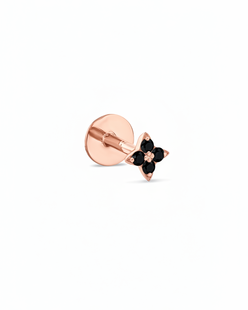 Mini Venus Piercing Gold Earring Black Diamonds