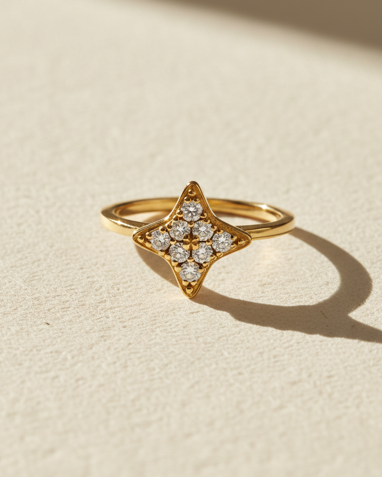 Cassiopeia Gold Ring White Diamonds