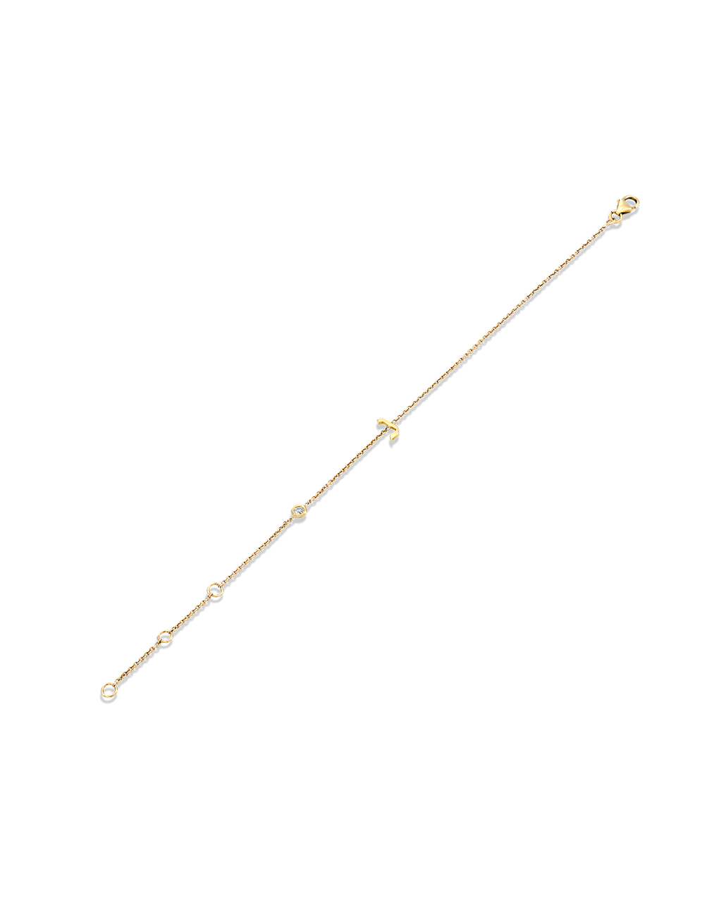 Hebrew Letter & diamond gold bracelet