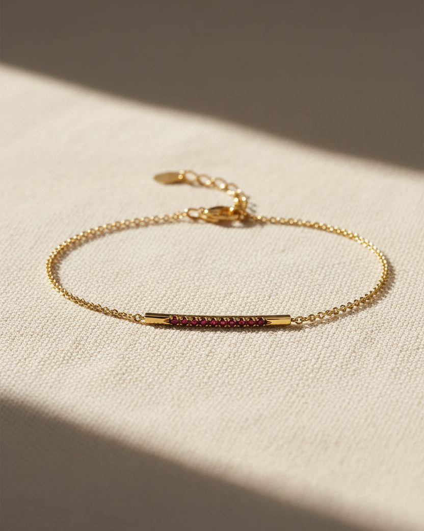 Andrea Gold Bracelet Set With rubies
