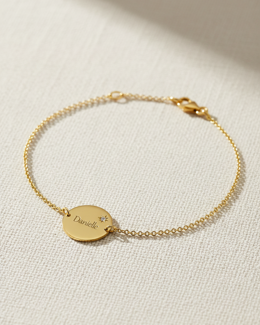 Chiara Gold Bracelet Star Setting & Engraving