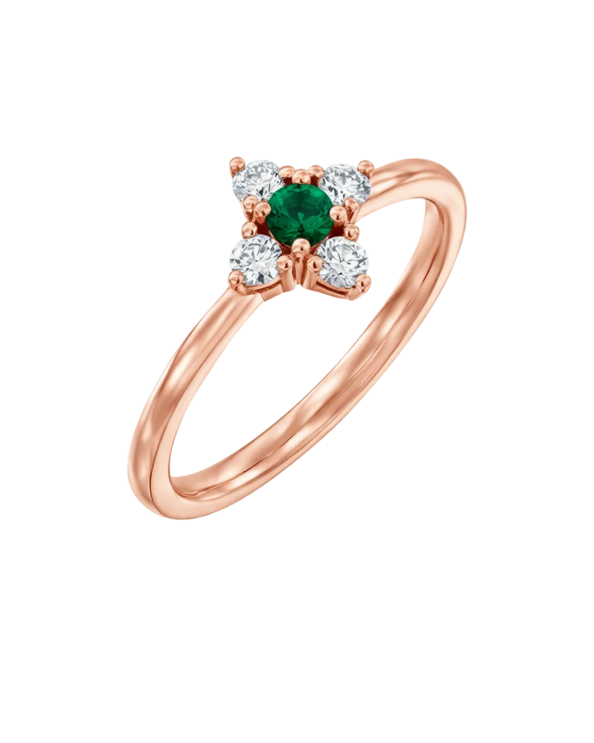Eliana Gold Ring Emerald and Diamonds