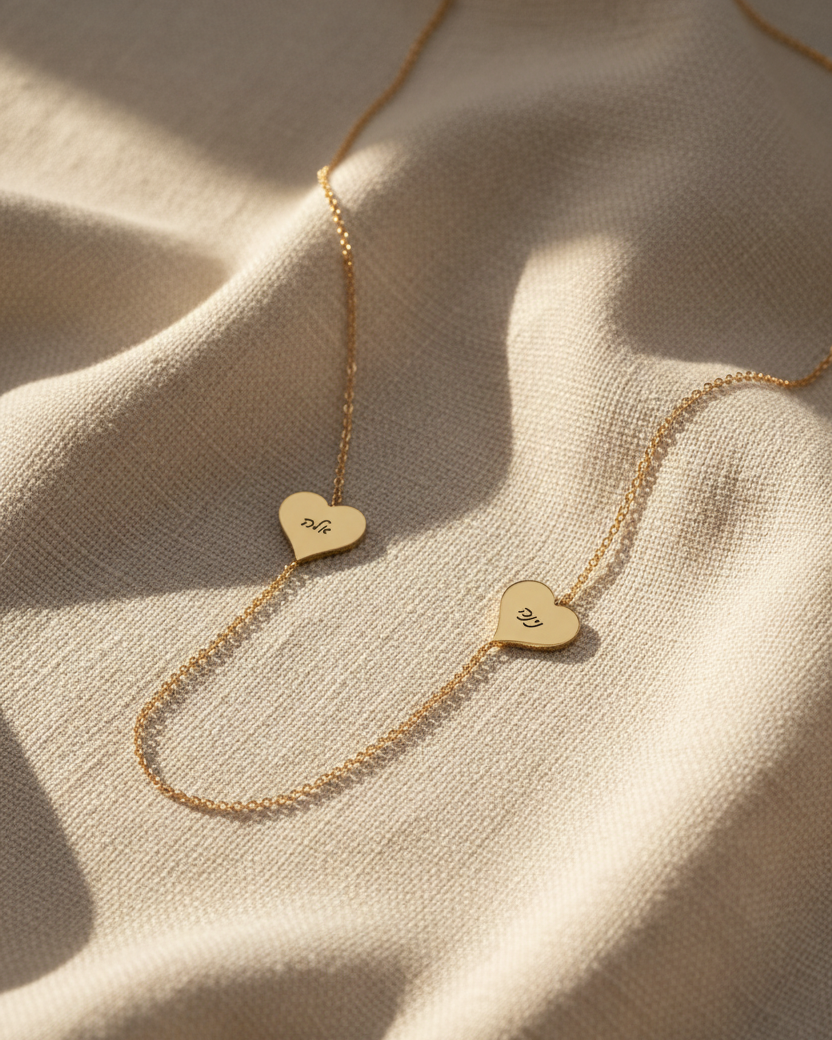 Two Engraved Hearts Necklace