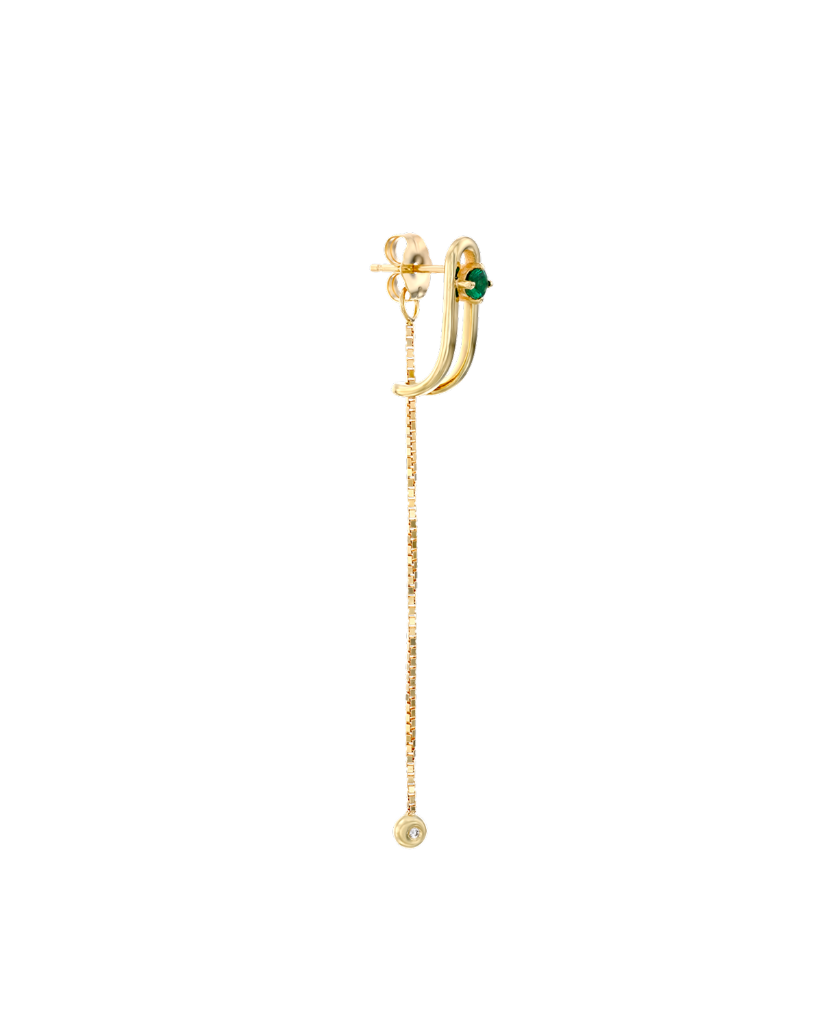 Earring 12 - Emerald & White Diamonds