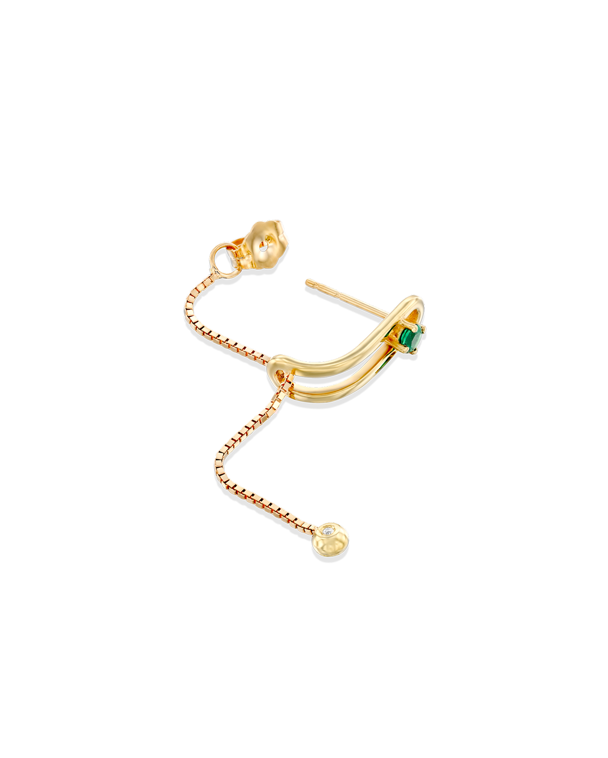 Earring 12 - Emerald & White Diamonds