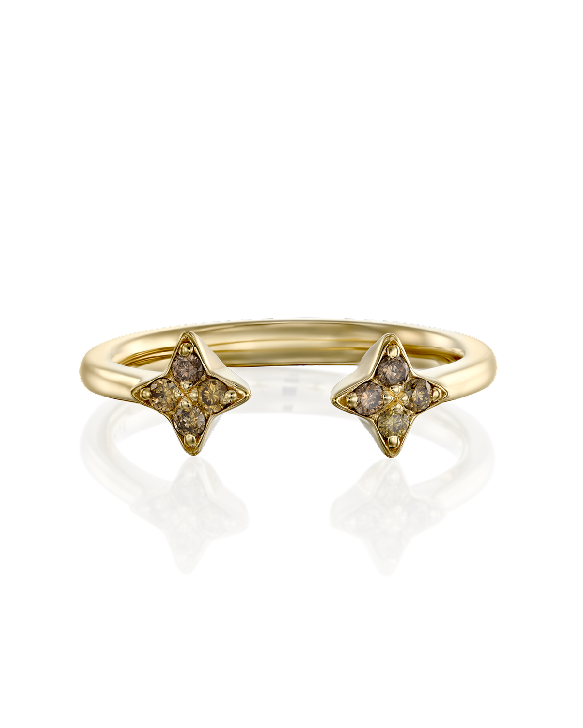 Enlarged Mercury Open Ring - Cognac Diamonds