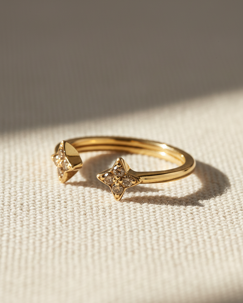 Enlarged Mercury Open Ring - Cognac Diamonds