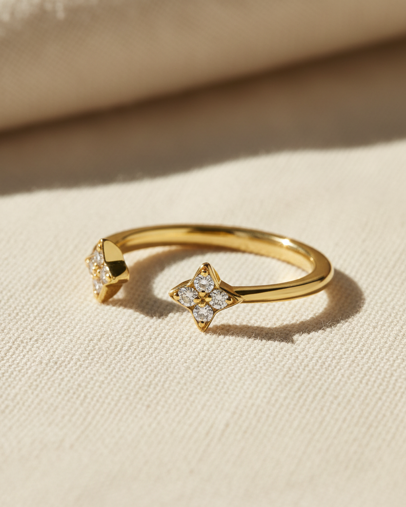 Enlarged Mercury Open Ring - White Diamond