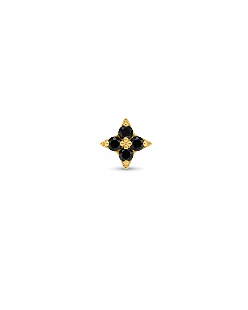 Mini Venus Piercing Gold Earring Black Diamonds