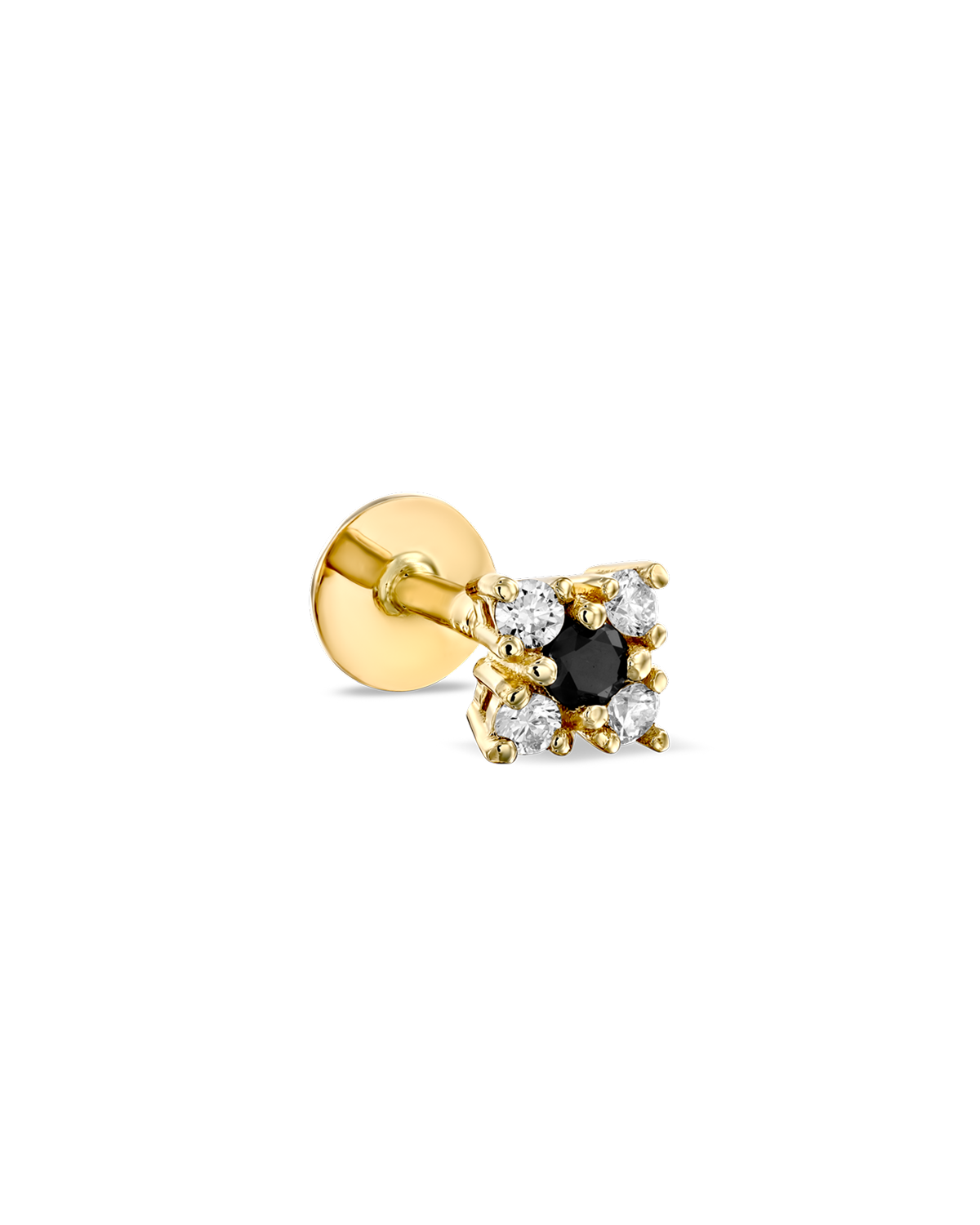 Mini Eliana Piercing Earring With Black and White Diamonds