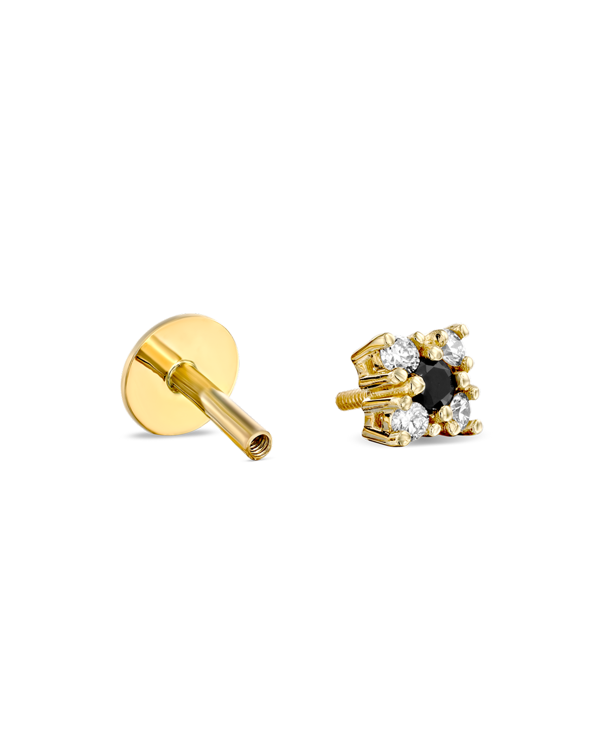 Mini Eliana Piercing Earring With Black and White Diamonds