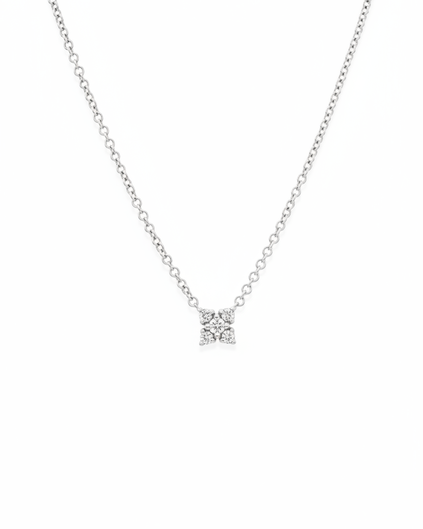 Mini Valentina Gold Necklace White Diamonds