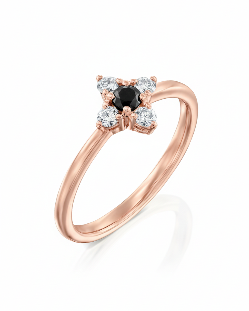 Eliana Gold Ring with Black & White Diamonds