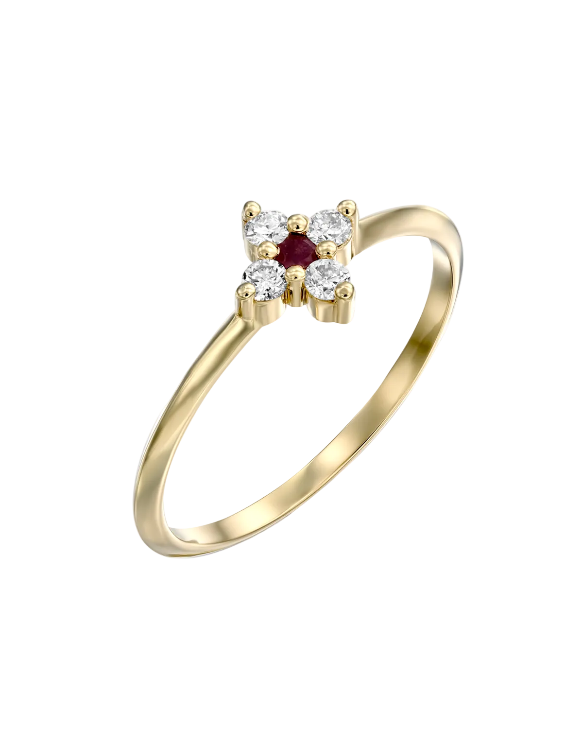 Beth Ring With Ruby And White Diamonds