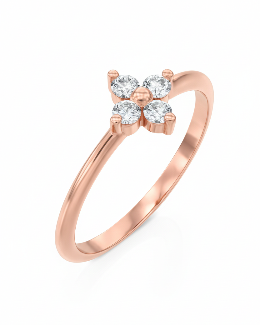 Large Beth Gold Ring With White Diamonds