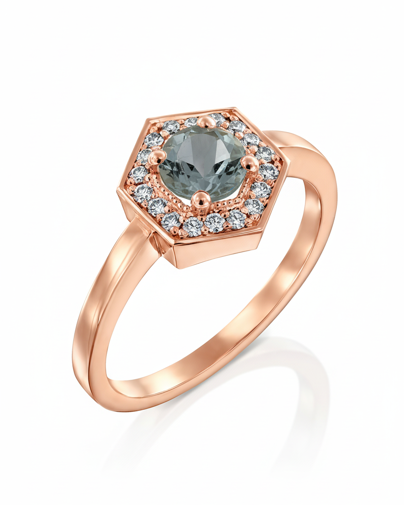 Amy Gold Ring with Aquamarine