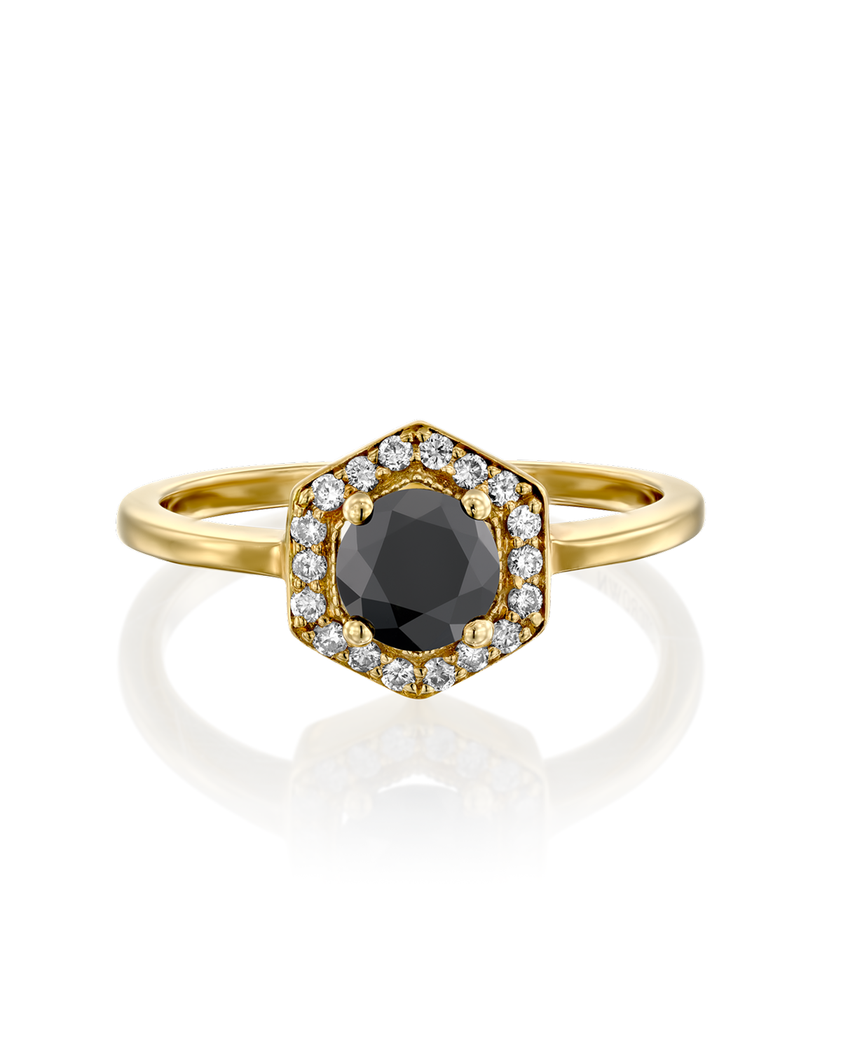 Amy Gold Ring Black 5mm Diamond