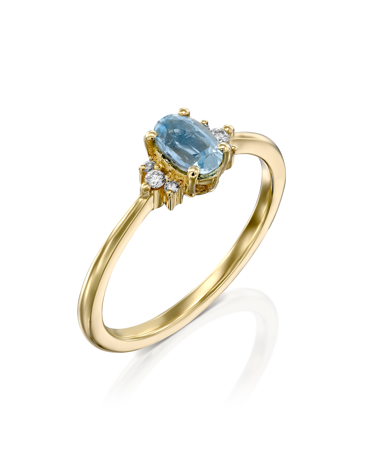 Ella Ring with Aquamarine and Diamonds