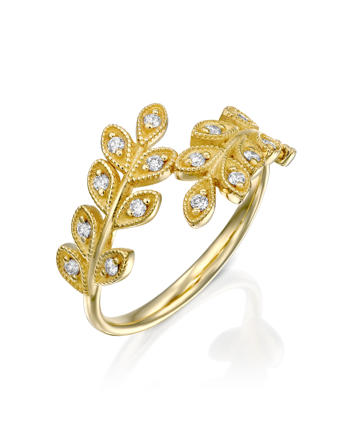 Closed Leaf Ring Diamonds