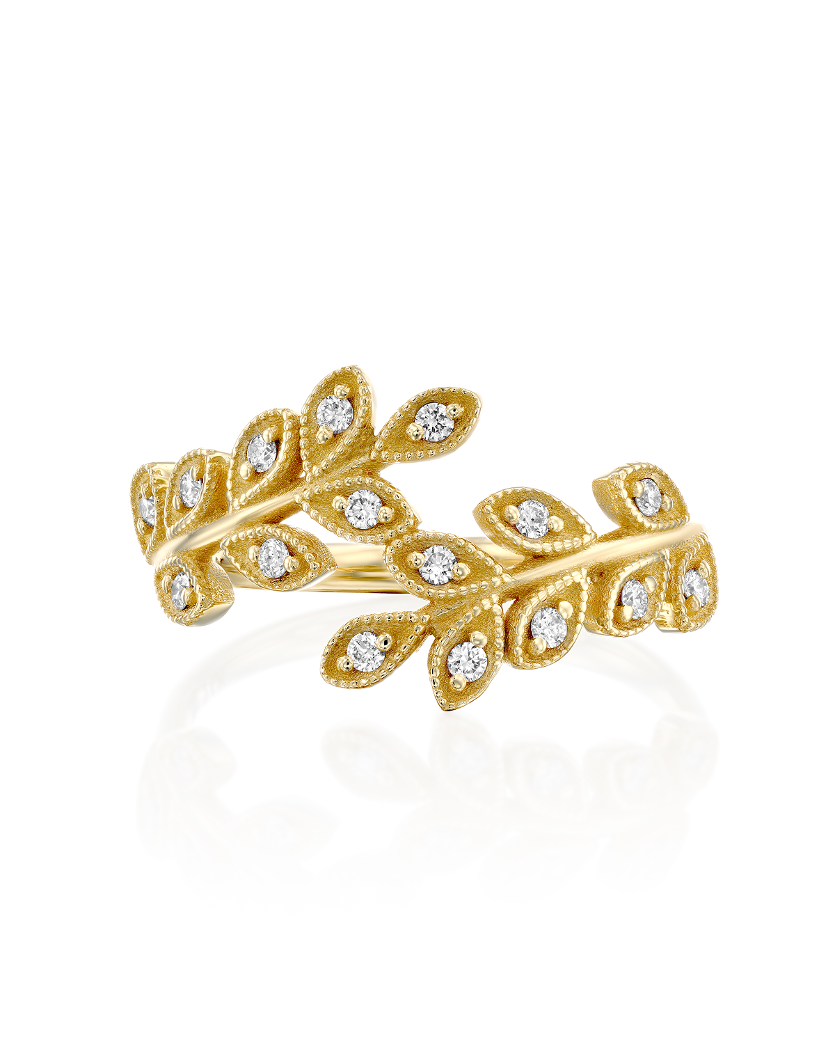 Closed Leaf Ring Diamonds