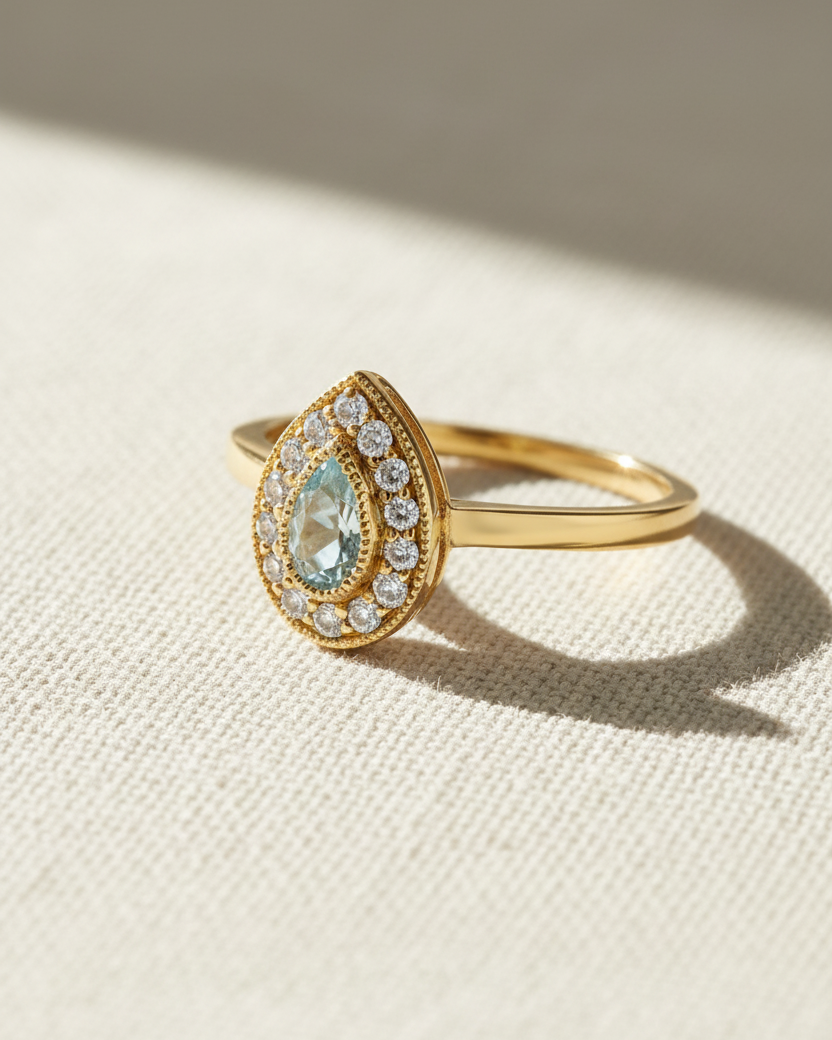 Luna Gold Ring With Aquamarine