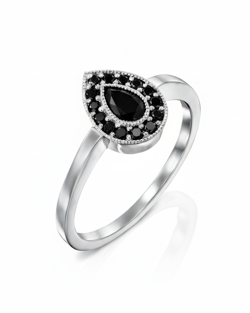 Luna Gold Ring Black Diamonds