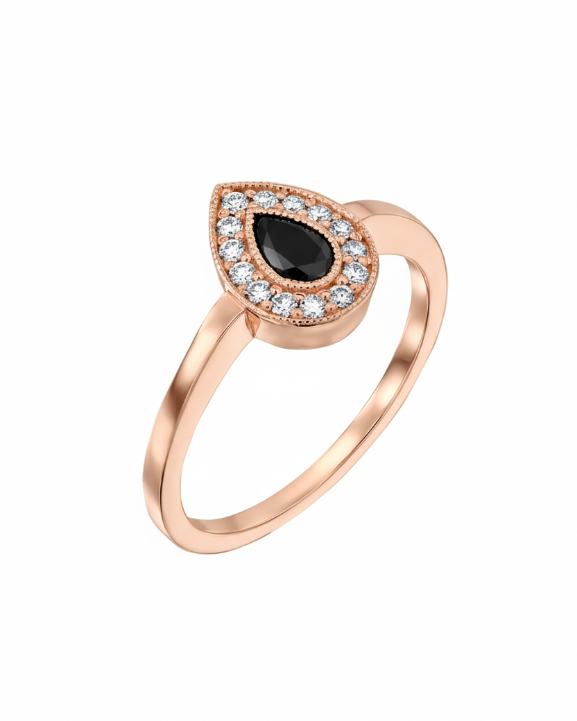 Luna Gold Ring Black Diamond