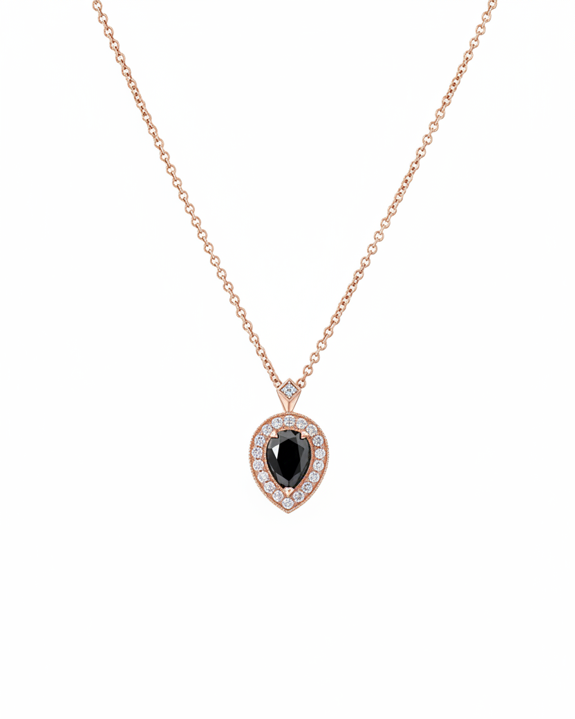 Luna Necklace with Black Diamond