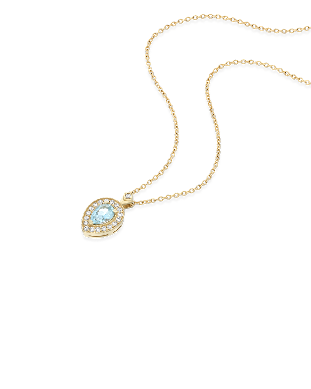 Luna Necklace With Aquamarine And Diamonds
