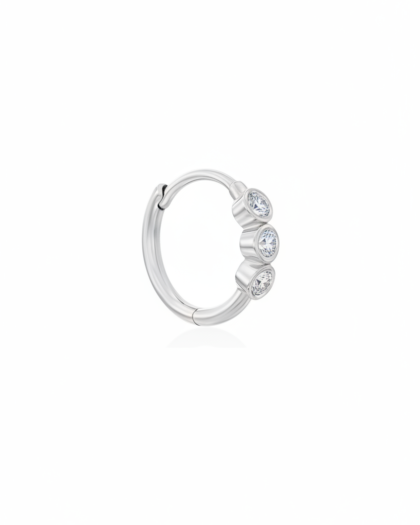 Alin Hoop Gold Earring with white diamond