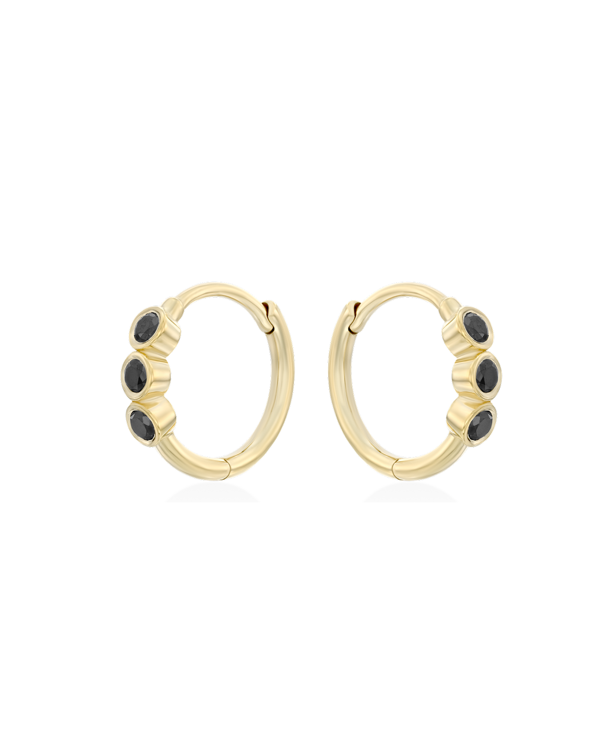 Alin Hoop Gold Earring with black diamond