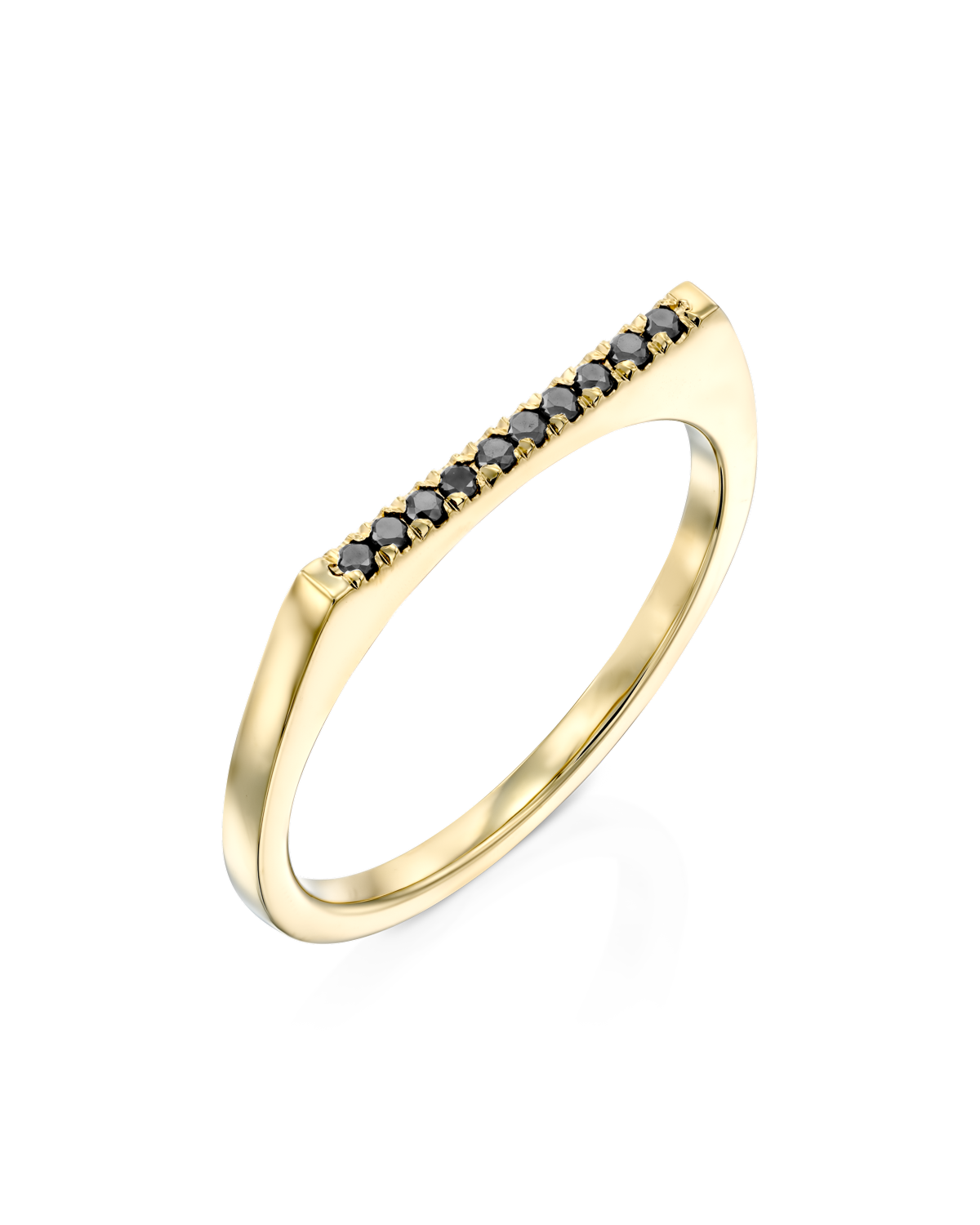 Miranda Encrusted Gold Ring Black Diamonds