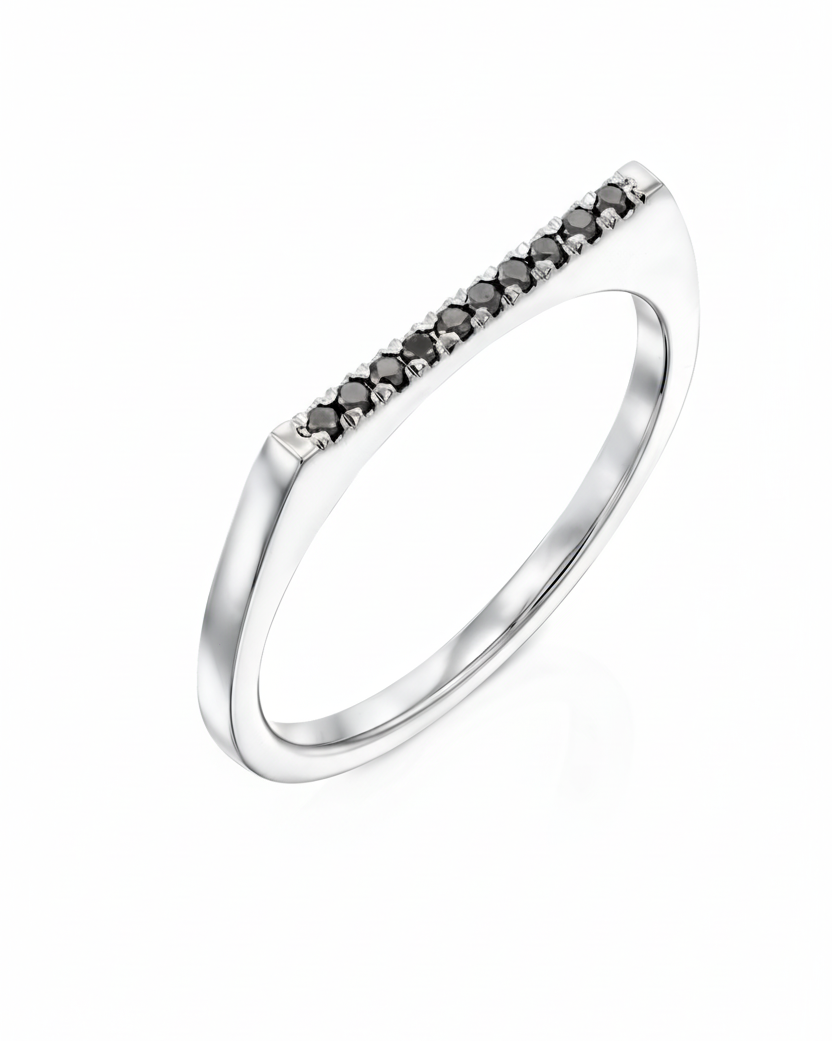 Miranda Encrusted Gold Ring Black Diamonds